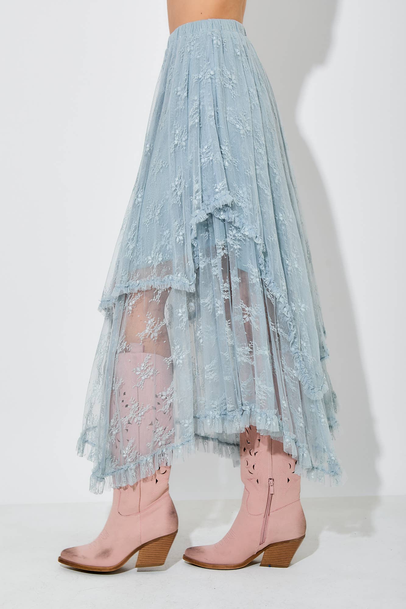 Dusty Blue Lace Skirt