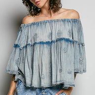 Off Shoulder Bell Sleeve Blouse