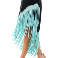 Tri Color Hi Low Fringe Skirt