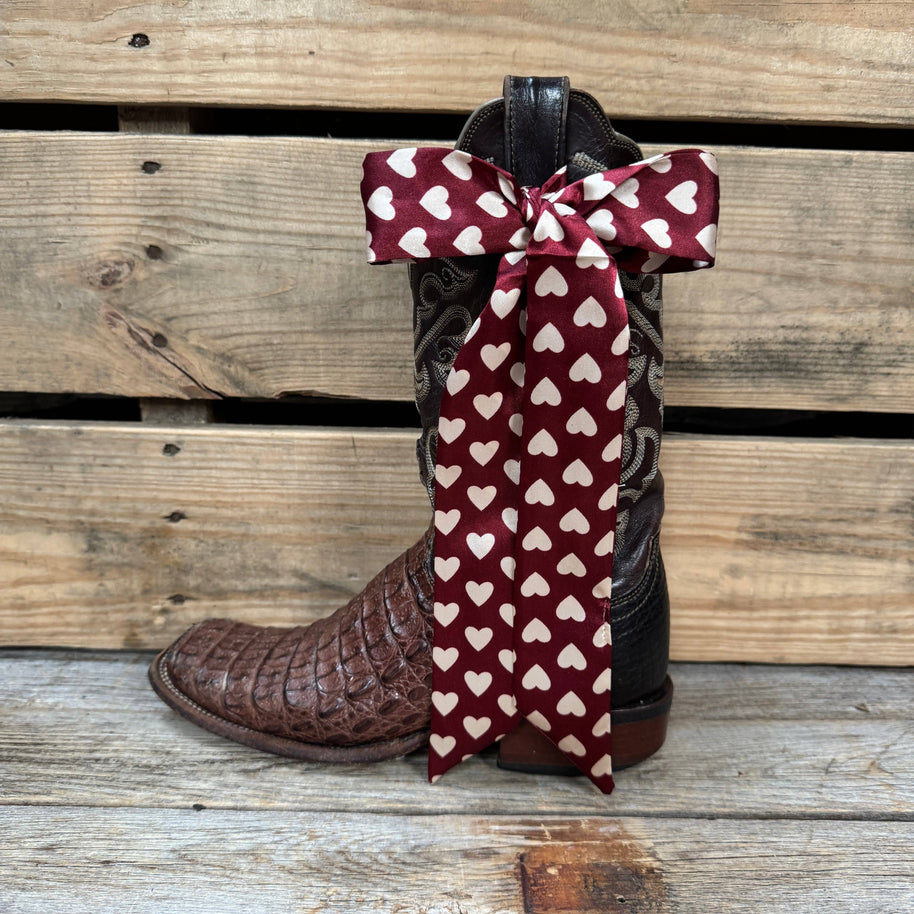 Burgundy and Cream Western Skinny Mini Wild Rag / Cowgirl Necktie #TW334