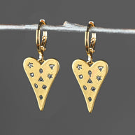 Brass Heart Huggie Earrings