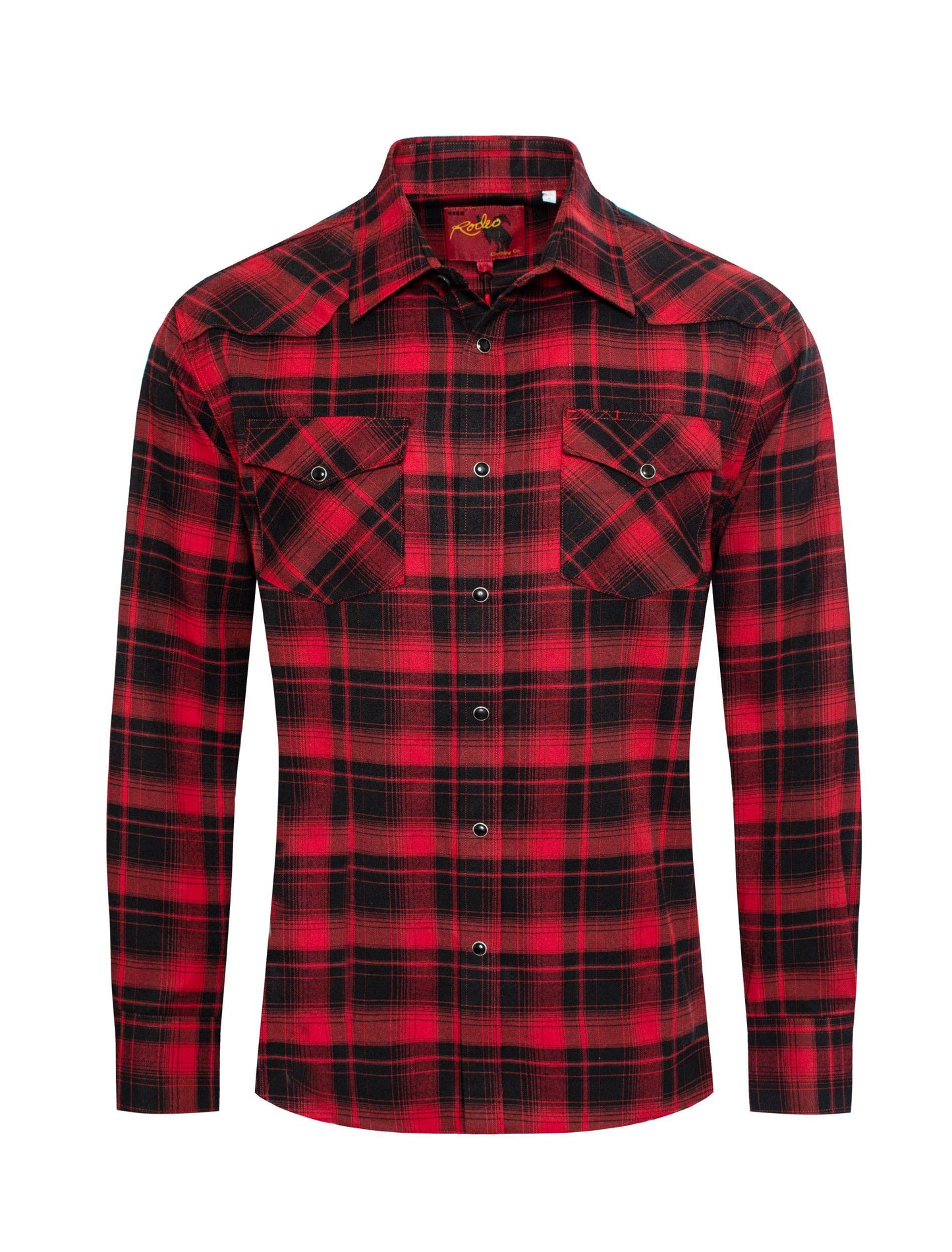 Men's Western Long Sleeve Flannel Shirt With Snap Buttons