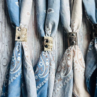 Denim Hues Hand Dyed Bandanas With Leather Slides
