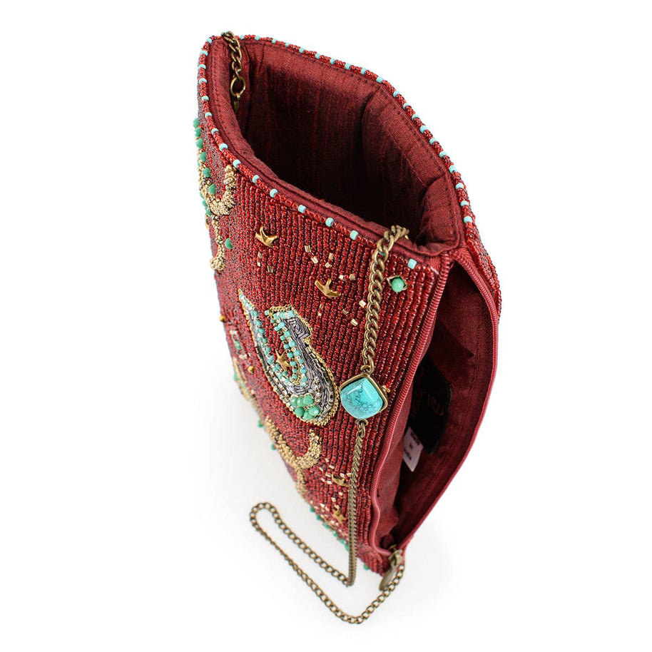 Saddle Up Burgundy Horse Western Mini Crossbody Handbag