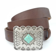 Skinny Leather Belt Western Buckle