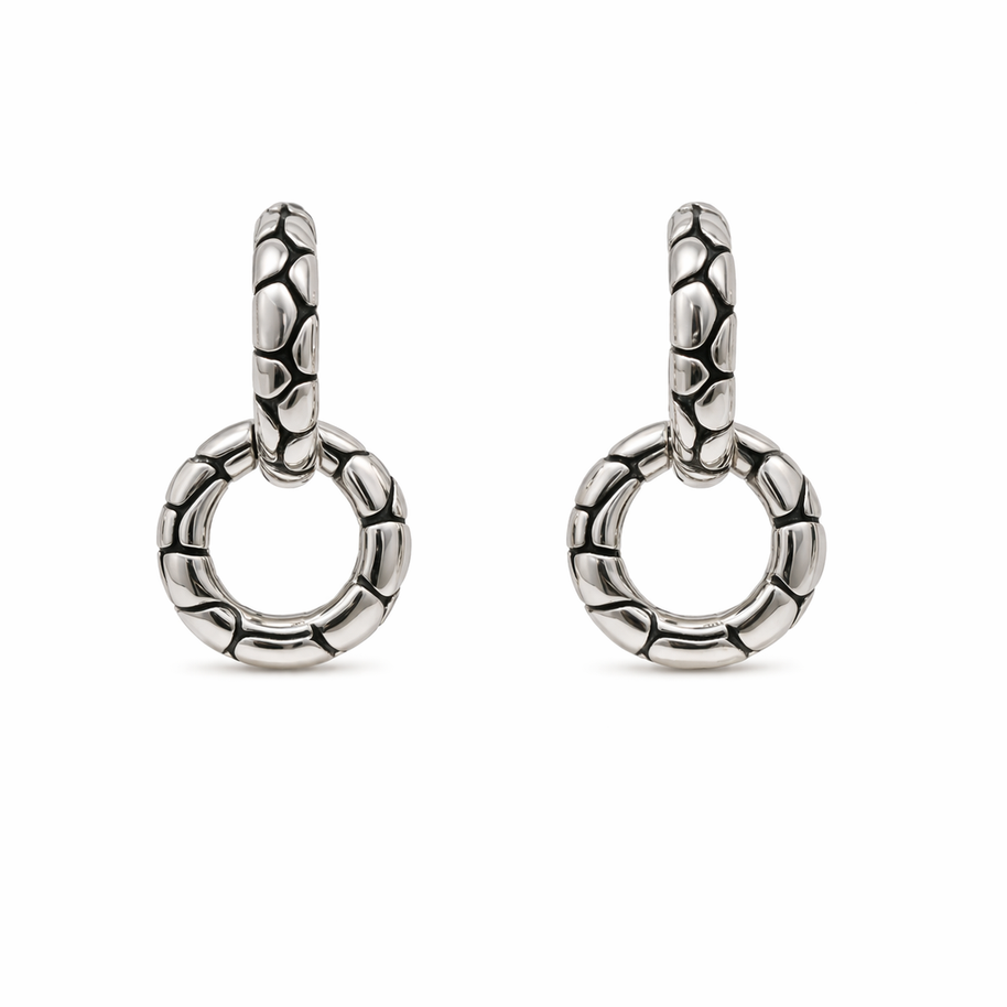 Sterling Silver Two Piece Snake Skin Earrings