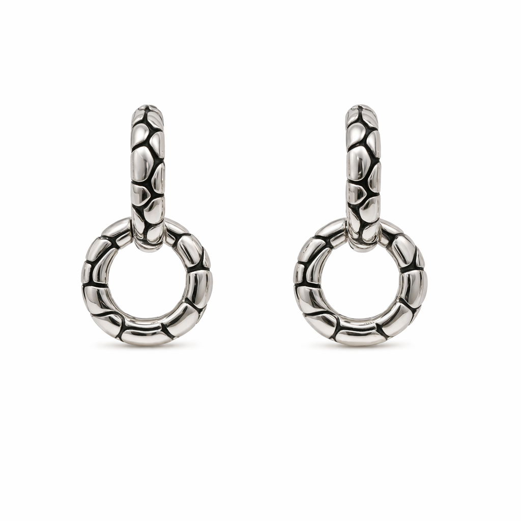 Sterling Silver Two Piece Snake Skin Earrings