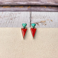 Heart On Fire Turquoise & Red Opal Earrings