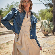 Diagonal Ruffled Denim Jacket