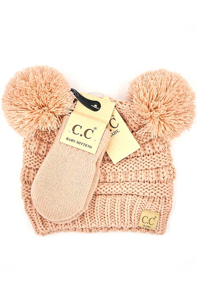 C.C Baby Pom Beanie and Mitten Set