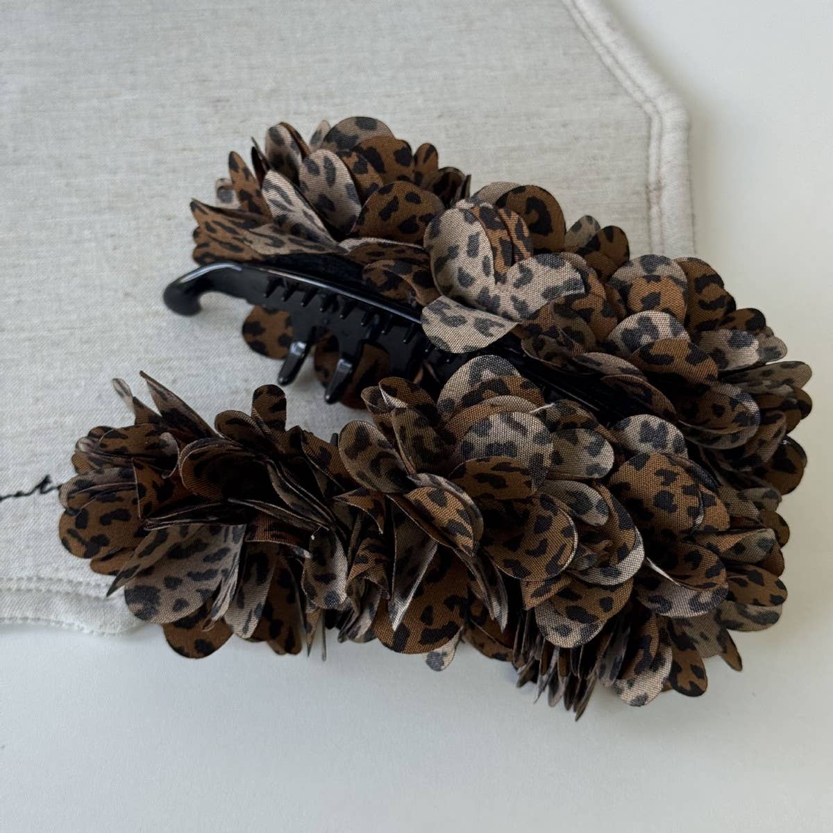 Leopard Bow Flower Claw Clip
