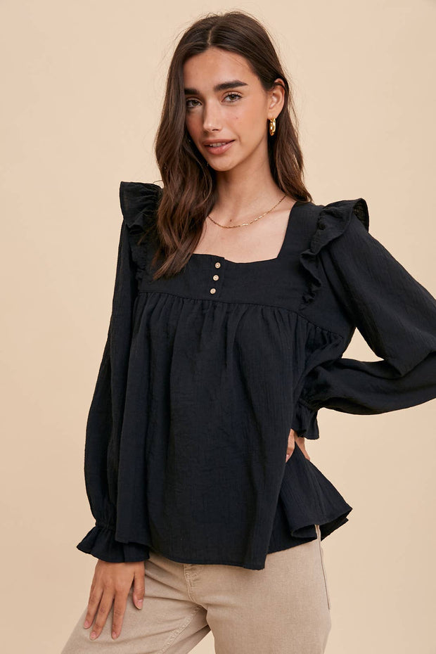 Tie-Back Ruffle Shirt