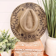 Engraved Floral Rancher Hat, Full Brim
