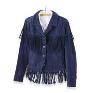 Blue Suede Fringe Jacket