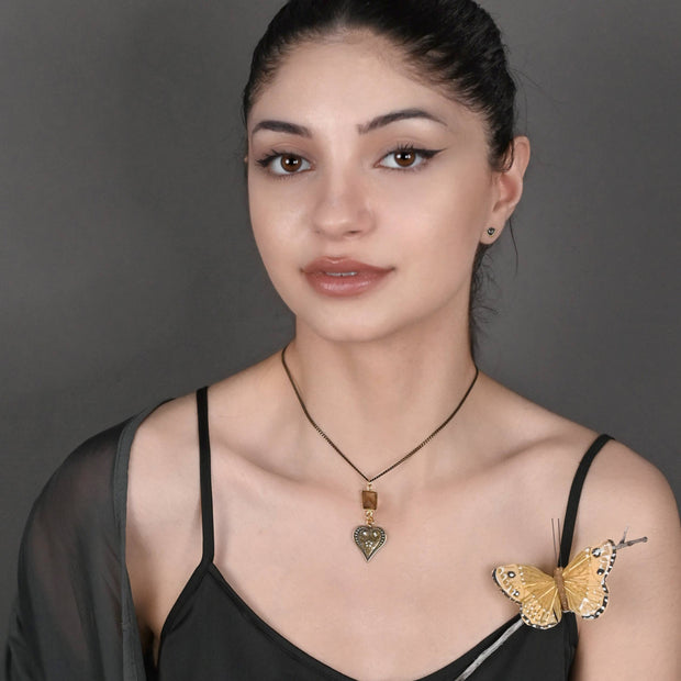 Heart & Smoky Quartz Necklace