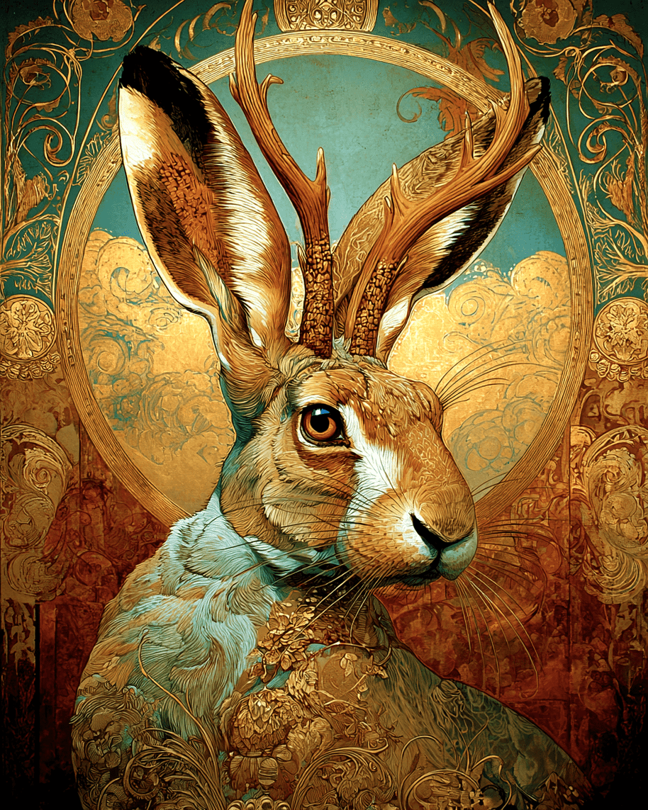 SW Nouveau Jackalope Art - American Southwest Art Print
