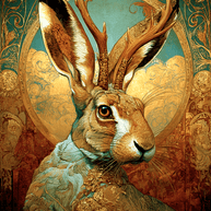SW Nouveau Jackalope Art - American Southwest Art Print