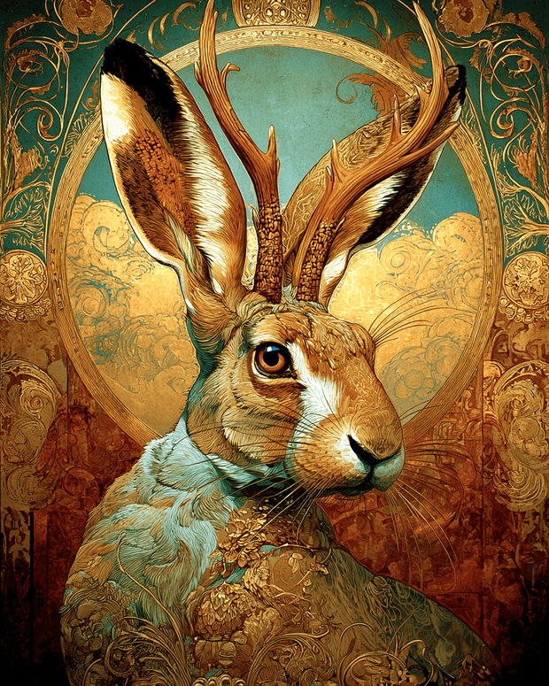 SW Nouveau Jackalope Art - American Southwest Art Print
