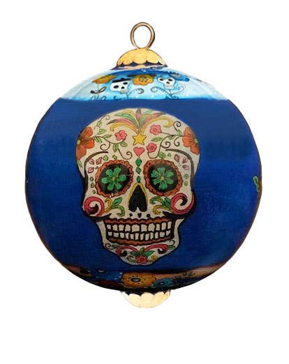 Hand-painted Day of the Dead Sugar Skull 3" Ornament