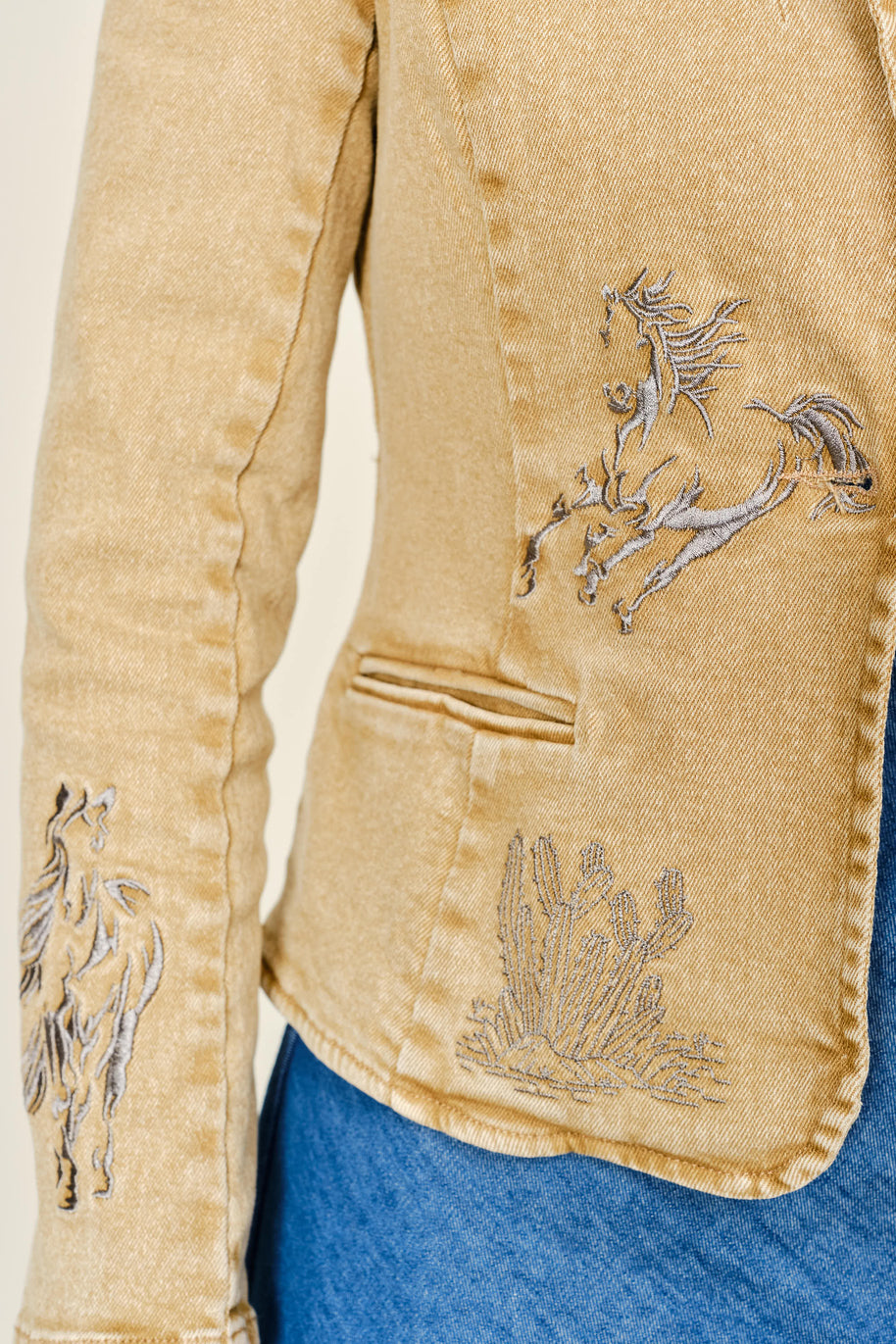 Denim Western Blazer, Taupe