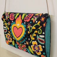 Hand Beaded Heart Clutch