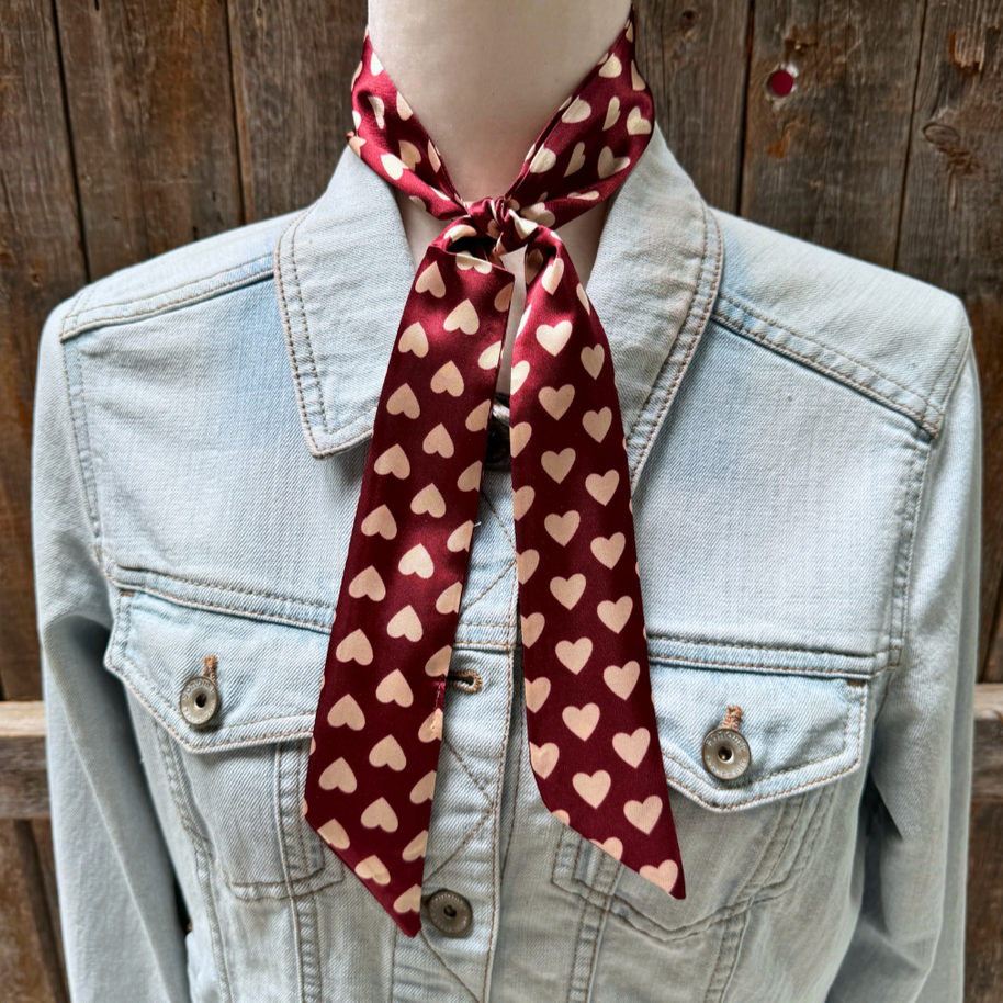 Burgundy and Cream Western Skinny Mini Wild Rag / Cowgirl Necktie #TW334