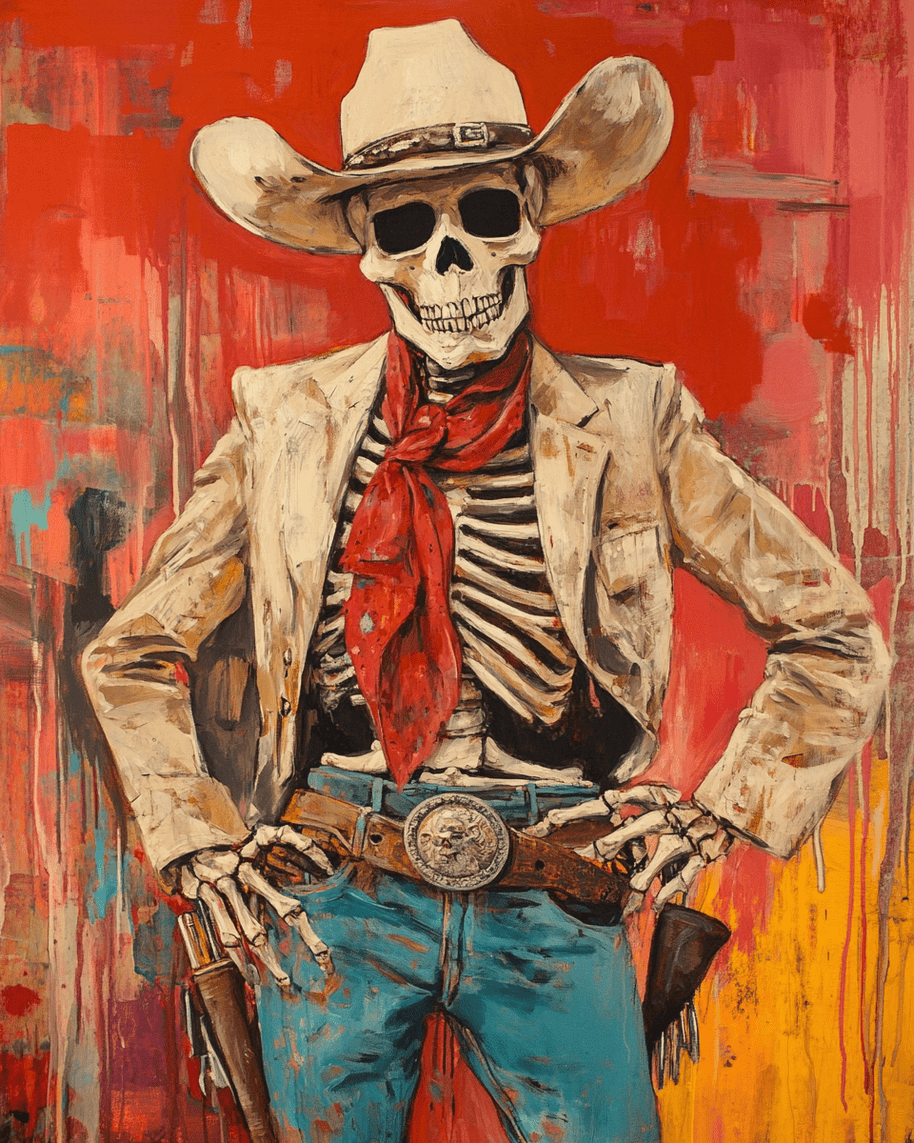 Real Old Cowboy - Skull & Skeleton Art Prints