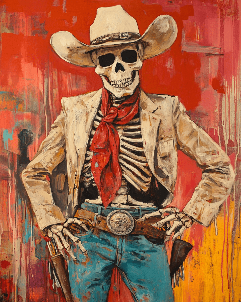 Real Old Cowboy - Skull & Skeleton Art Prints