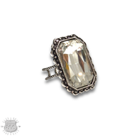 Hexagon silver & rhinestone ring