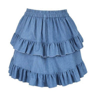 Blue Denim Ruched Bustle Skirt