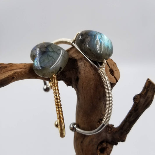 Natural Crystal Labradorite Heart Bracelet