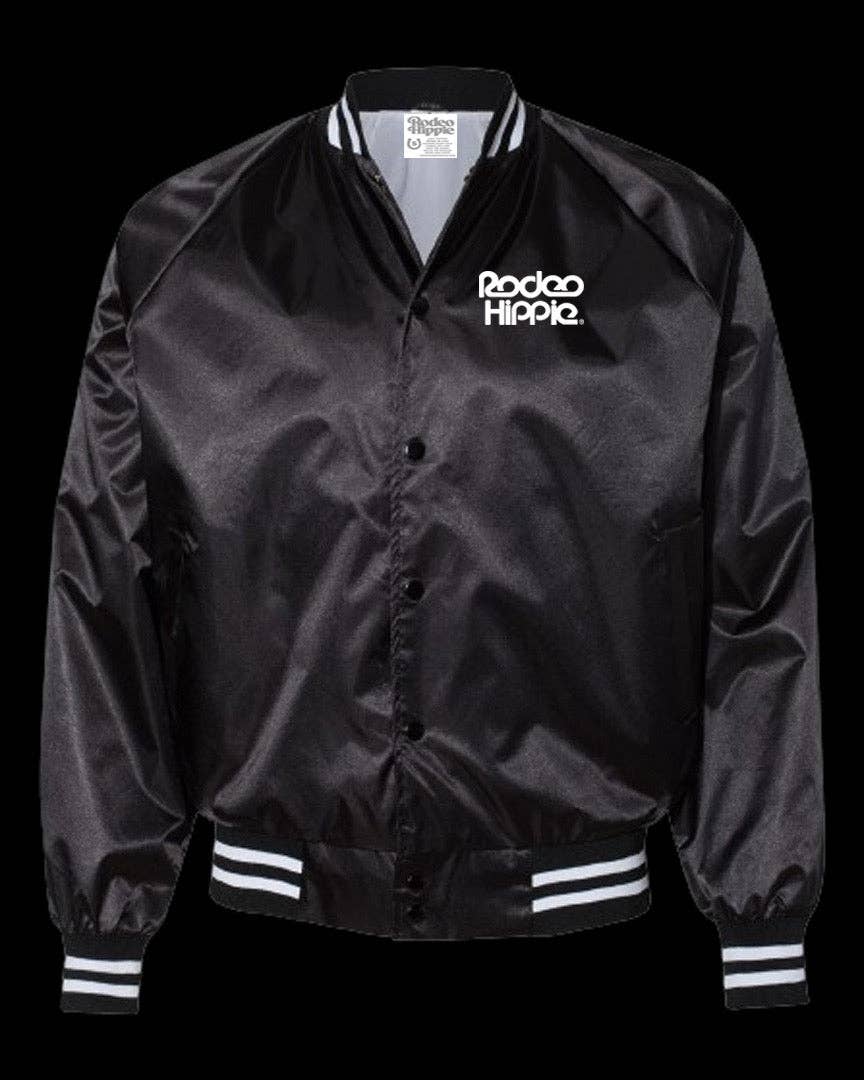 LONG LIVE HIPPIES AND COWBOYS SATIN JACKET BLACK