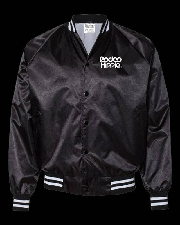 LONG LIVE HIPPIES AND COWBOYS SATIN JACKET BLACK