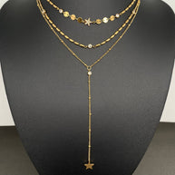 18K GP SS 3-layer Chain Necklace