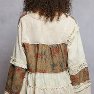 Long sleeve patchwork ruffle top