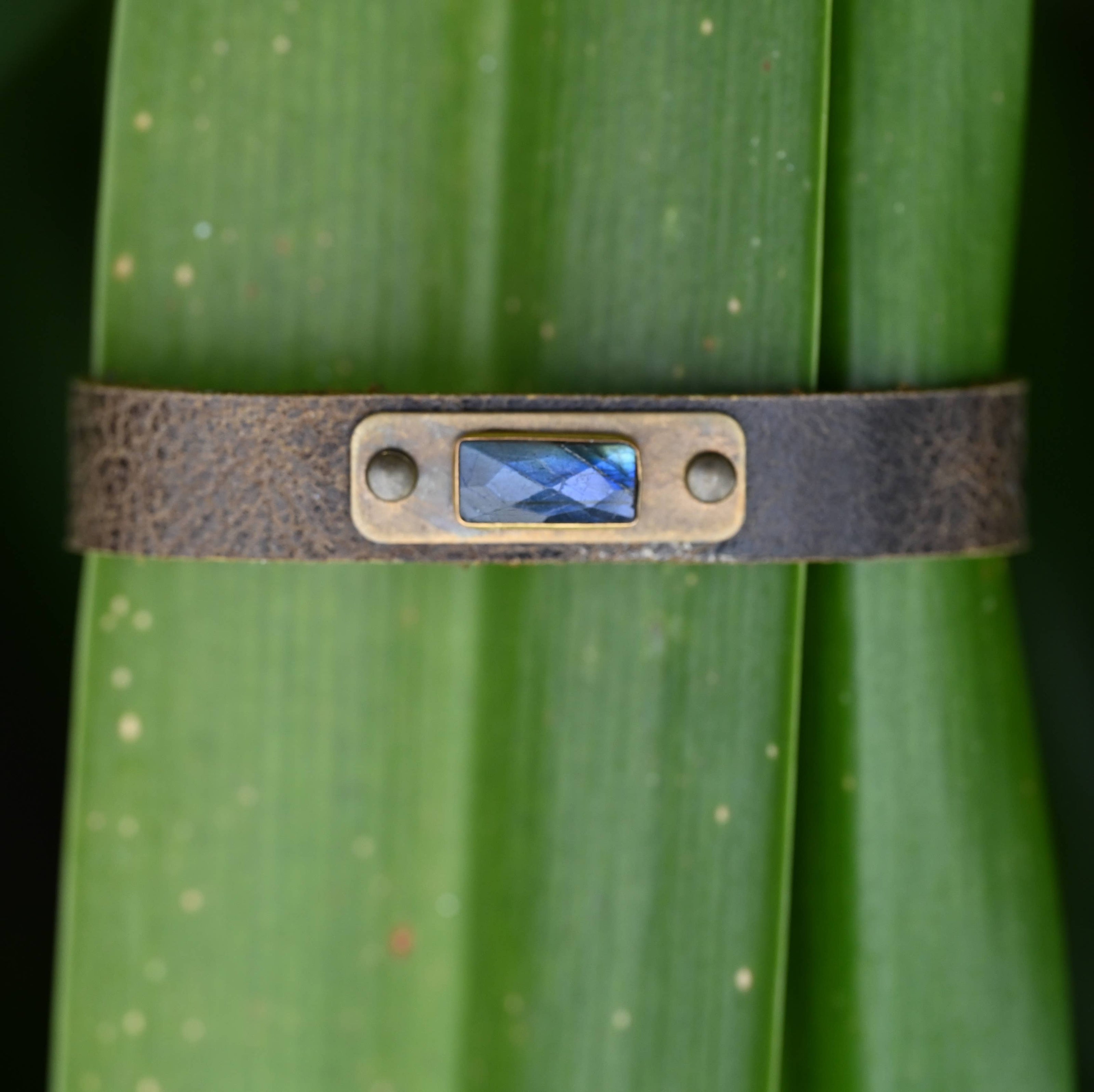 Leather Cuff with Stone