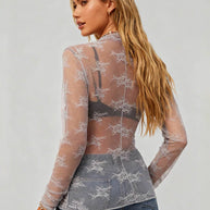 Long-Sleeve Lace Top