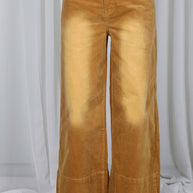 Stone Washed Cotton Corduroy Cropped Pants