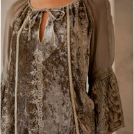 Velvet Patchwork Peasant Top