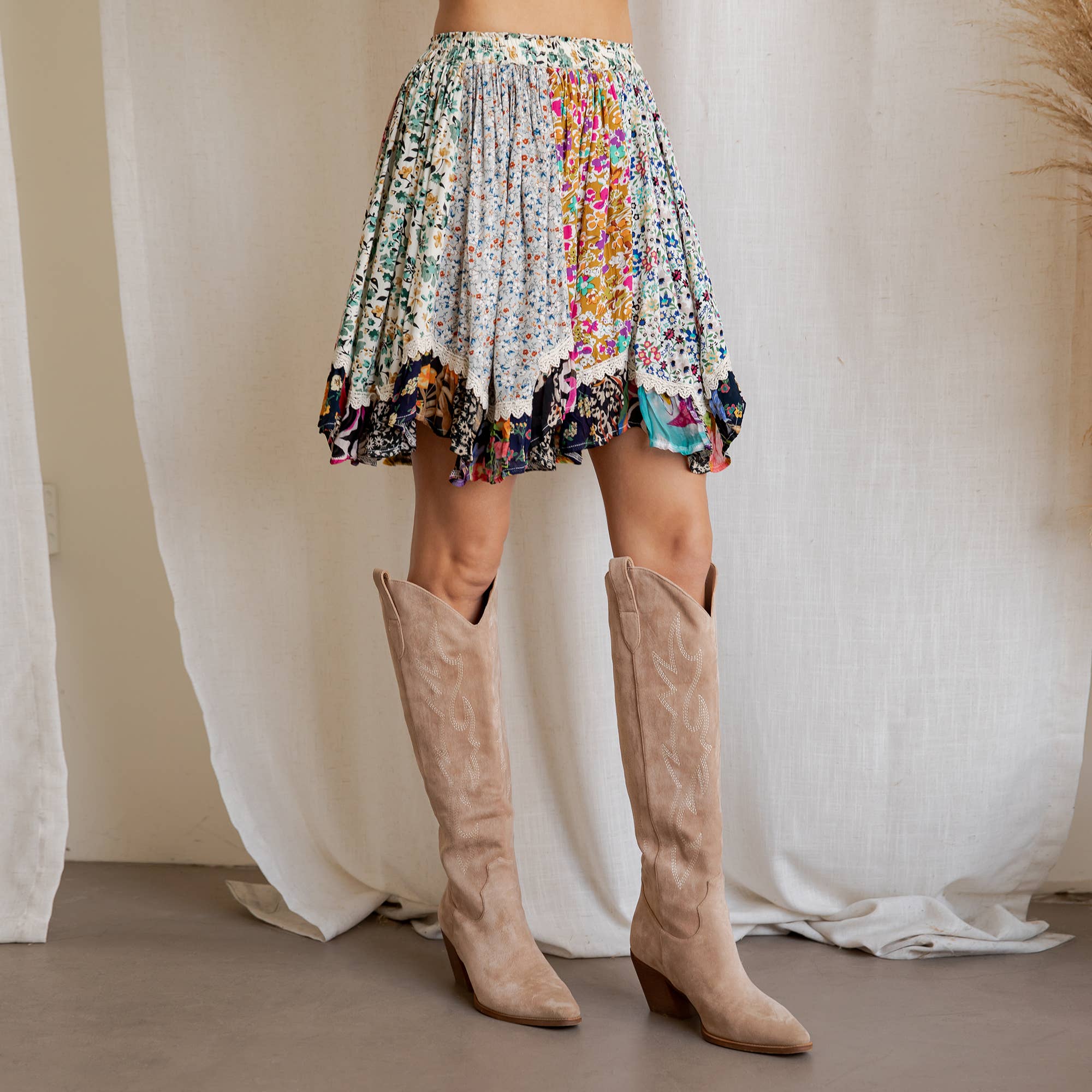 Desert Dream Festival Skirt Gathered Lace Mini