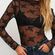 Long-Sleeve Lace Top