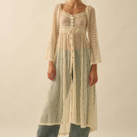 Sheer Layering Midi Dress/Duster, Natural