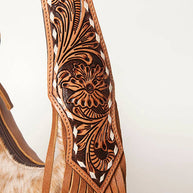 American Darling Hobo Bag Light Hair-On Hide with Tooled Leather Strap & Fringe