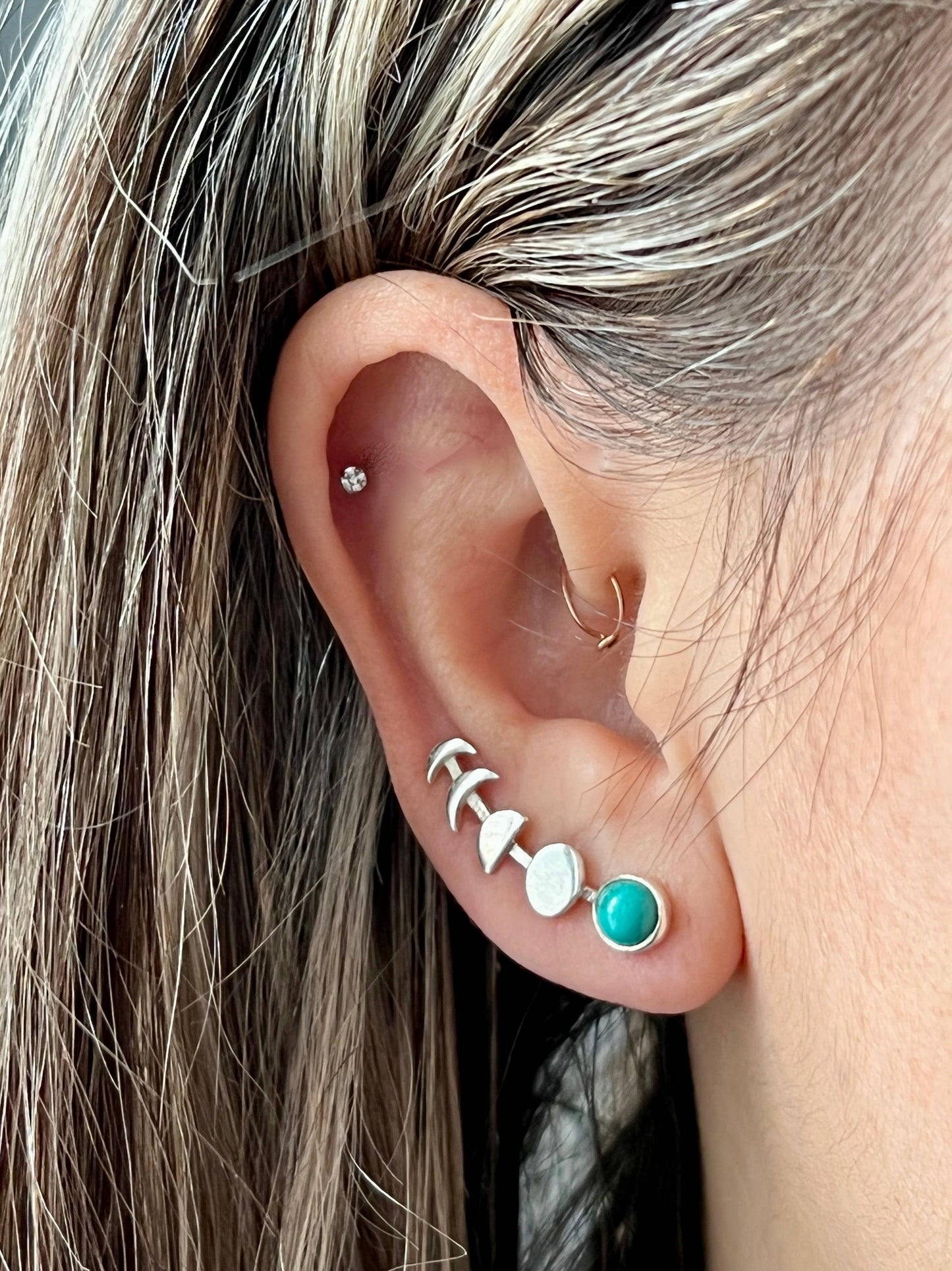 Moon Phases Sterling Silver Ear Climber