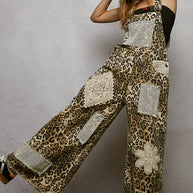 Crochet contrast patch overalls