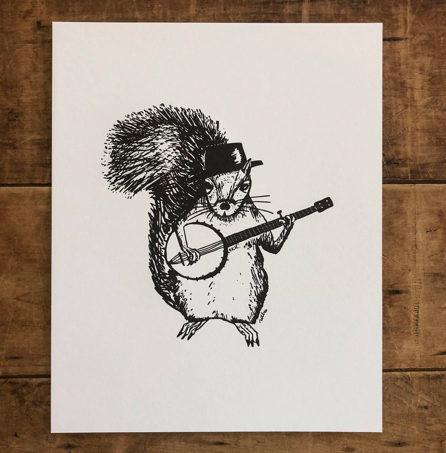 8" x 10" Banjo Squirrel Print