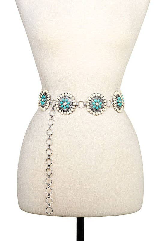 Round Floral Concho Belt