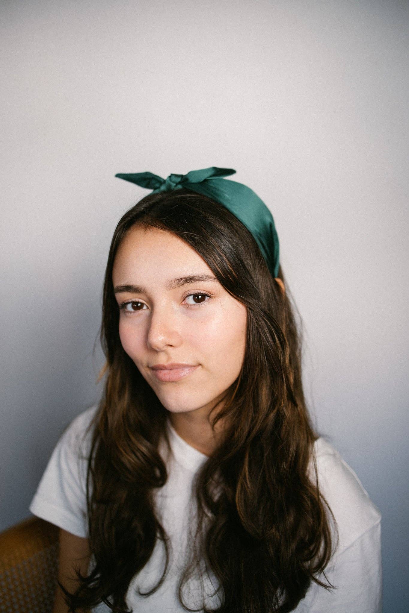 Green Boho Satin Scarf Bow Knot Headband