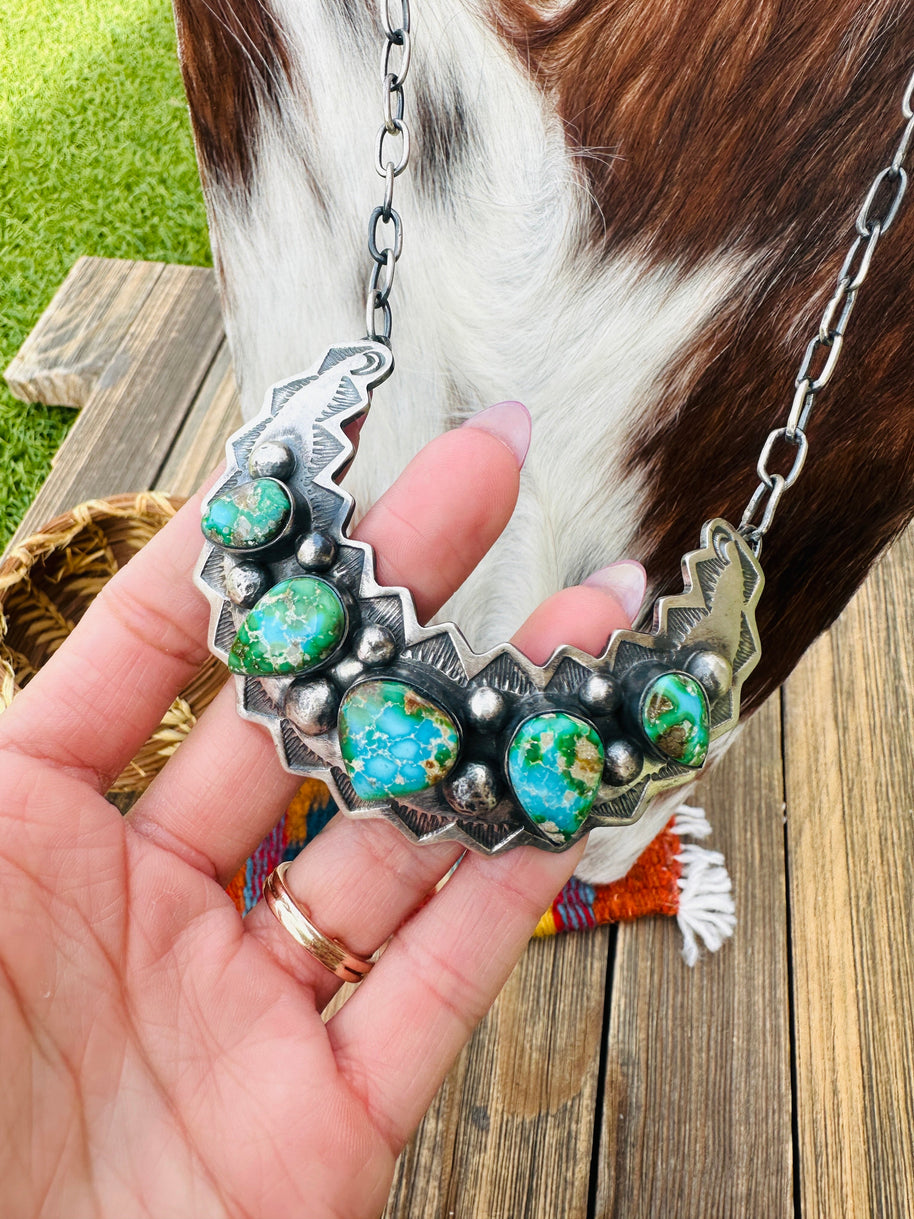 Handcrafted Sonoran Mountain Turquoise & Sterling Silver Necklace by Chimney Butte