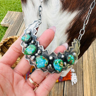 Handcrafted Sonoran Mountain Turquoise & Sterling Silver Necklace by Chimney Butte